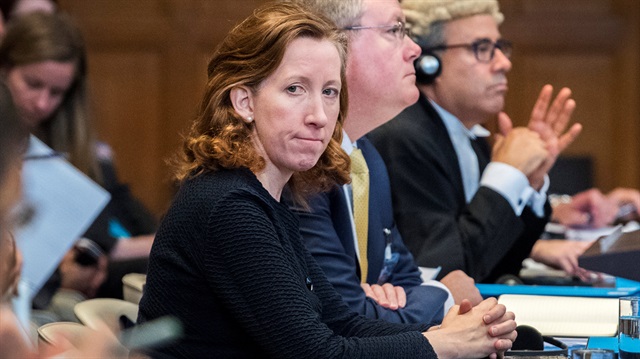 Jennifer Newstead, Legal Advisor, U.S. Department of State, sits in the court room during a hearing for alleged violations of the 1955 Treaty of Amity between Iran and the U.S., at the International Court in The Hague, Netherlands August 27, 2018. 