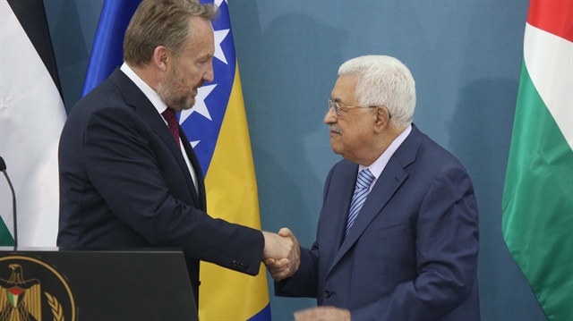Bosna Hersek Devlet Başkanlığı Konseyi Başkanı Bakir İzetbegovic ve Filistin Devlet Başkanı Mahmud Abbas