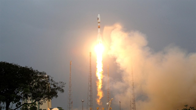 File photo: The Russian Soyuz VS01 rocket, carrying the first two satellites of Europe's Galileo navigation system, blasts off from its launchpad at the Guiana Space Center in Sinnamary, French Guiana