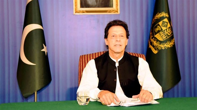 Pakistan's Prime Minister Imran Khan, speaks to the nation in his first televised address in Islamabad, Pakistan