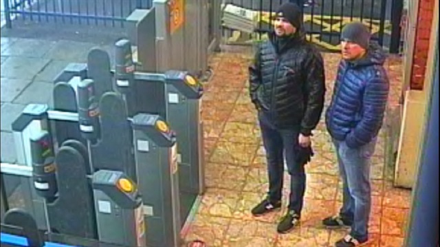 Alexander Petrov and Ruslan Boshirov, who were formally accused of attempting to murder former Russian intelligence officer Sergei Skripal and his daughter Yulia in Salisbury, are seen on CCTV at Salisbury Station on March 3, 2018 in an image handed out by the Metropolitan Police in London, Britain September 5, 2018. 