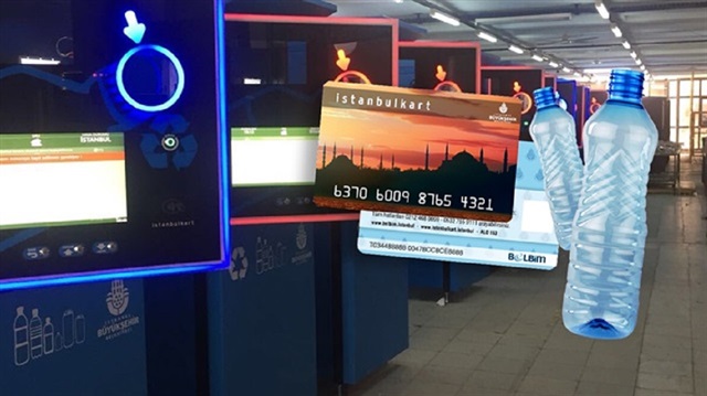 İstasyonlara yerleştirilen otomatlar sayesinde pet şişe getiren İstanbulkart'ını dolduracak.
