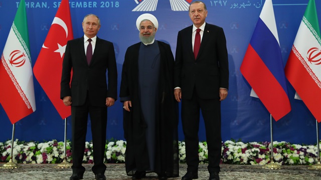 Cumhurbaşkanı Recep Tayyip Erdoğan, İran Cumhurbaşkanı Hasan Ruhani ve Rusya Devlet Başkanı Vladimir Putin