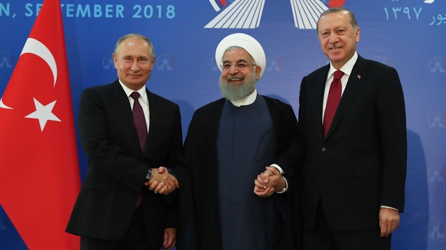 Vladimir Putin, Hassan Rouhan and Recep Tayyip Erdoğan