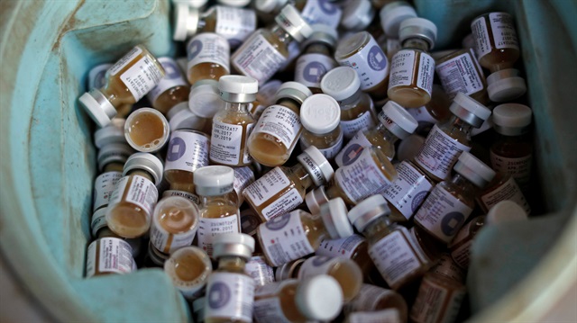 File photo: Bottles with cholera vaccines 