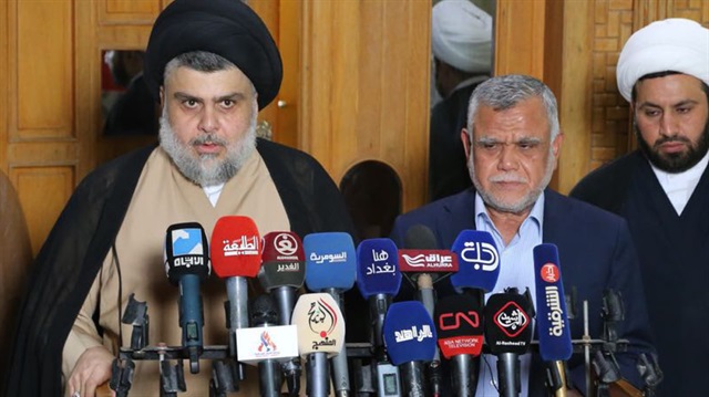 Irak’ta genel seçimlerden birinci çıkan Mukteda es-Sadr ve Fetih Koalisyonu lideri Hadi el-Amiri