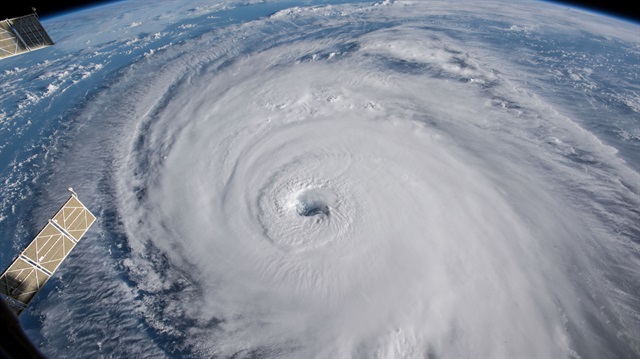 A view of Hurricane Florence is shown churning in the Atlantic Ocean in a west