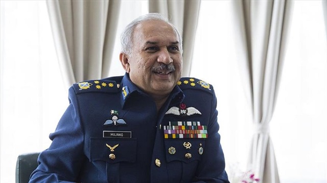Pakistani Air Chief Marshal Mujahid Anwar Khan speaks during an interview on the cooperation over military field between Pakistan and Turkey in Ankara, Turkey on September 14, 2018.
