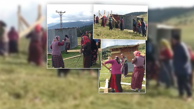Trabzon'da yayladaki kaçak yapıyı kadınlar yıktı 