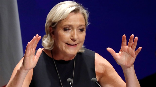 French far-right National Rally (Rassemblement National) party leader Marine Le Pen