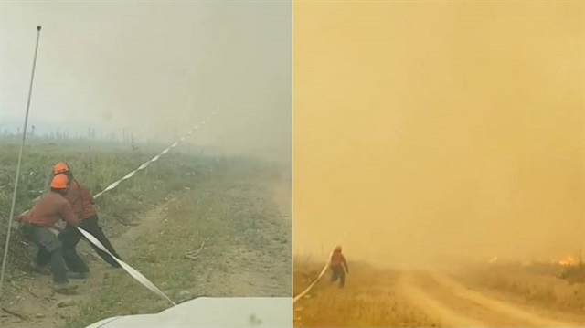 شاهد: إعصار ناري يمتص خرطوم حريق لرجال إطفاء ويصهره على ارتفاع 200 قدم