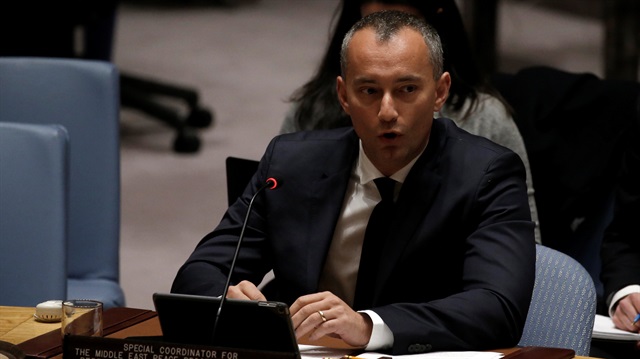Nickolay Mladenov, United Nations Special Coordinator for the Middle East Peace Process and Personal Representative of the Secretary-General, briefs the U.N. Security Council during a council meeting on the situation in the Middle East at U.N. headquarters in New York City, New York, U.S.