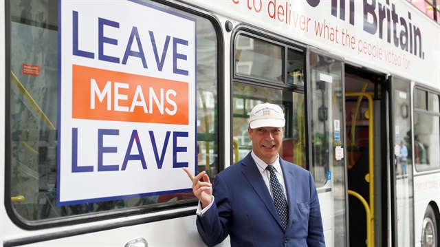 File photo: Nigel Farage poses for pictures as he launches Leave Means Leave's campaign against Britain's Prime Minister Theresa May's Chequers Brexit plan, in central London, Britain, September 20, 2018.