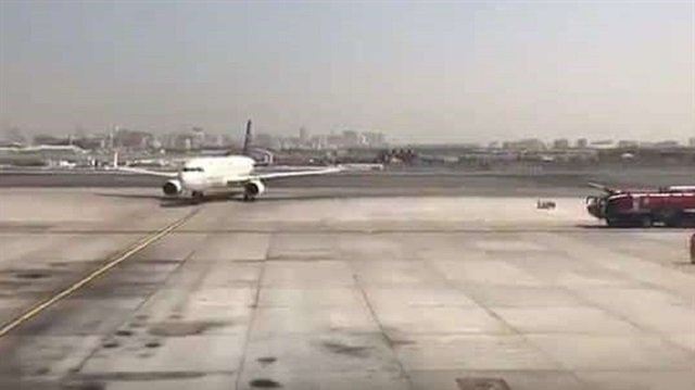 شاهد: كيف احتفل مطار دبي بطائرة سعودية في اليوم الوطني
