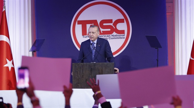 ​Başkan Erdoğan, ABD'de Müslüman ve Türk toplumu temsilcilerine hitap etti.
