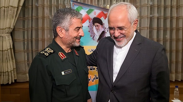 Islamic Revolutionary Guard Corps (IRGC) commander Mohammad Ali Jafari (L) and Iran's Foreign Minister Mohammad Javad Zarif (R).