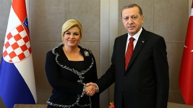 الرئيس التركي ونظيرته الكرواتية