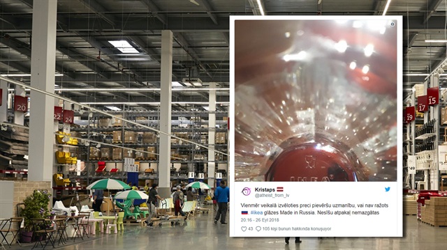 Letonyalı vatandaş, IKEA'da satılan Rusya ürünü bardakları iade etti.