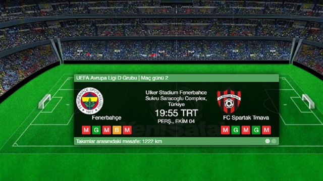  Fenerbahçe bu akşam ​
Slovakya'nın Spartak Trnava takımıyla saat 19.55'te karşı karşıya gelecek.