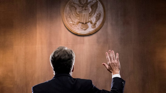 Judge Brett Kavanaugh is sworn in before the U.S. Senate Judiciary Committee on Capitol Hill in Washington, U.S., September 27, 2018.