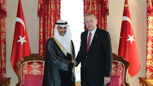 Cumhurbaşkanı Recep Tayyip Erdoğan ile Kuveyt Ulusal Meclis Başkanı Marzuk Ali El Ganim