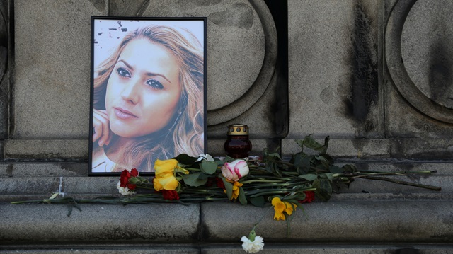 File photo: Flowers and candles are placed in memory of Bulgarian TV journalist Viktoria Marinova in Ruse, Bulgaria