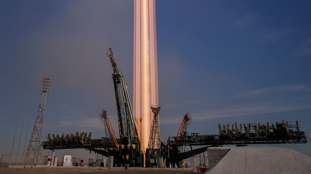 The Soyuz MS-10 spacecraft is seen in this long exposure photograph as it is launched with Expedition 57 Flight Engineer Nick Hague of NASA and Flight Engineer Alexey Ovchinin of Roscosmos, at the Baikonur Cosmodrome, Kazakhstan, October 11, 2018. During the Soyuz spacecraft's climb to orbit, an anomaly occurred, resulting in an abort downrange. The crew was quickly recovered and is in good condition. 