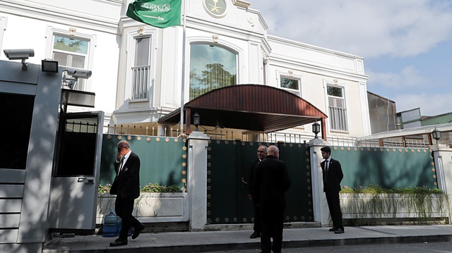 Security officers are seen in front of the residence of Consul General of Saudi Arabia Mohammad al-Otaibi in Istanbul, Turkey October 16, 2018. 