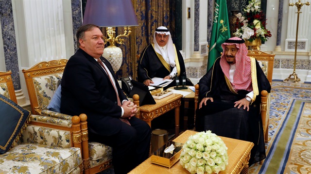Saudi Arabia's King Salman bin Abdulaziz Al Saud meets with U.S. Secretary of State Mike Pompeo in Riyadh, Saudi Arabia, October 16, 2018.