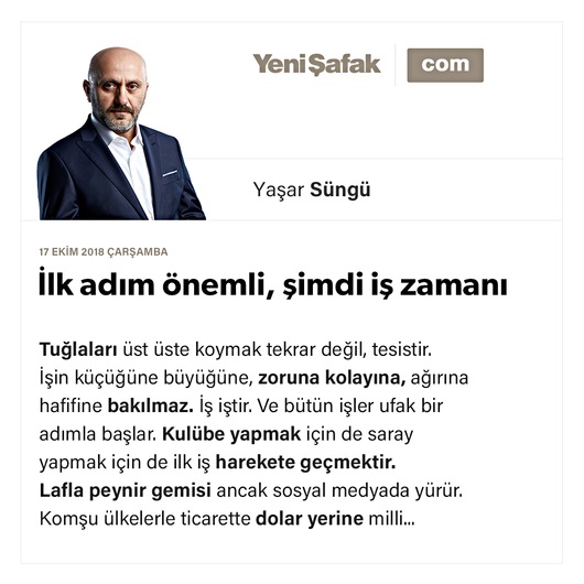 İlk adım önemli, şimdi iş zamanı
