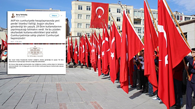 İstanbul'daki 29 Ekim kutlamalarının iptal olduğu iddiasını İstanbul Valiliği yalanladı.