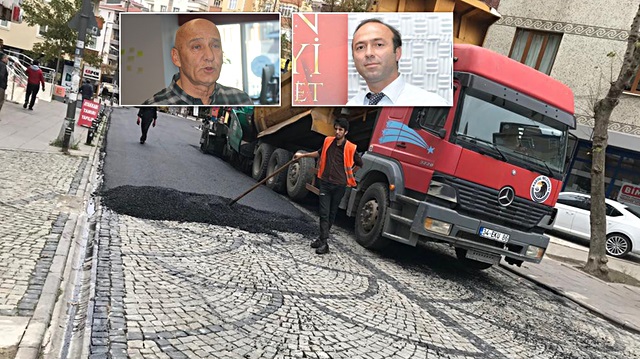 Kartal Belediyesi, granit taşlara asfaltma dökmesine gelen tepkilerin üzerine sorumlunun mahalle muhtarı Erhan Gülmüş olduğunu açıklamıştı.