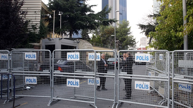 Outside the Saudi consulate in Istanbul, Turkey.