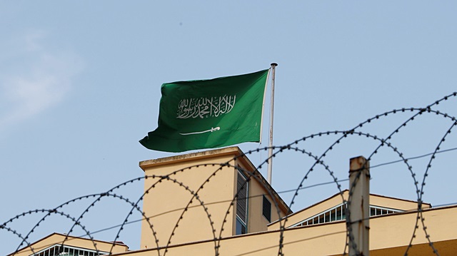 File photo: A Saudi flag flutters atop Saudi Arabia's consulate in Istanbul