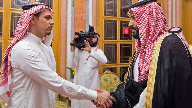 Saudi Crown Prince Mohammed bin Salman meeting with Jamal Khashoggi's sons Salah, left, and Sahel in Riyadh on Oct. 23, 2018.