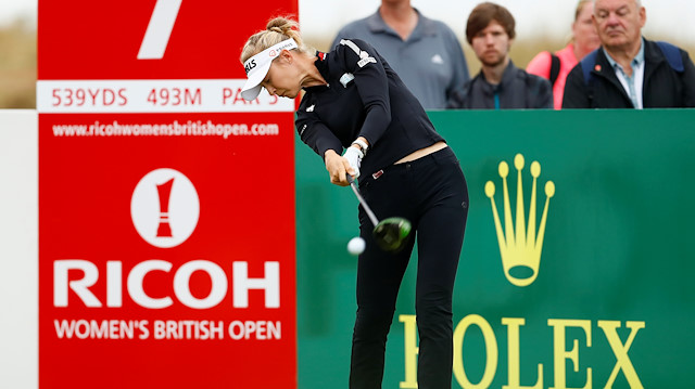 Nelly Korda of the U.S. in action during the second round in Royal Lytham & St Annes Golf Club, Lytham Saint Annes, Britain