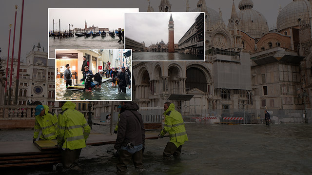 İtalya'da aşırı yağışlar Venedik'i sular altında bıraktı. 