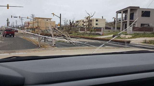 A general view of the damage after Super Typhoon Yutu hit Saipan, Northern Mariana Islands, U.S., October 25, 2018 in this picture taken through a cracked vehicle window, obtained from social media. 