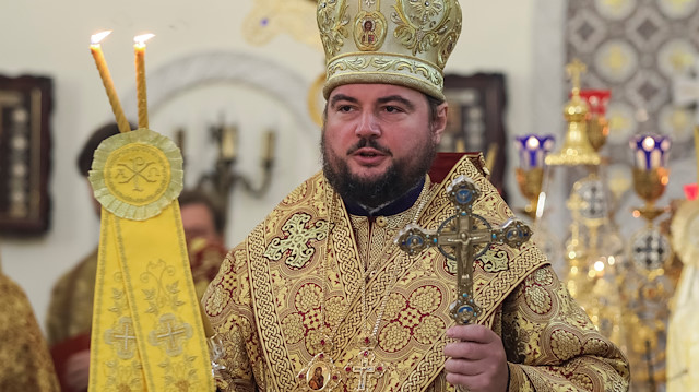 Ukrainian Orthodox church metropolitan Oleksandr conducts a Sunday service at the Preobrazhensky Cathedral in Kiev, Ukraine October 28, 2018. 