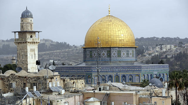 The Dome of the Rock at Al Aqsa Mosque Compound in Jerusalem.