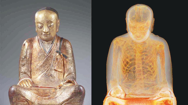 Buddha heykelinin içerisinde bin yaşında bir keşiş mumyası bulundu