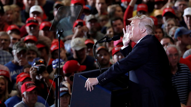 United States President Donald Trump speaks during a campaign rally, ahead of midterm elections, at Pensacola International Airport in Florida, U.S., November 3, 2018. 
