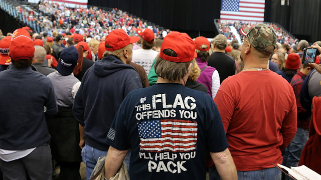 Supporters of U.S. President Donald Trump gather at his rally in support of Ohio Republican candidates on the eve of the U.S. midterm election in Cleveland, Ohio, U.S. November 5, 2018. 