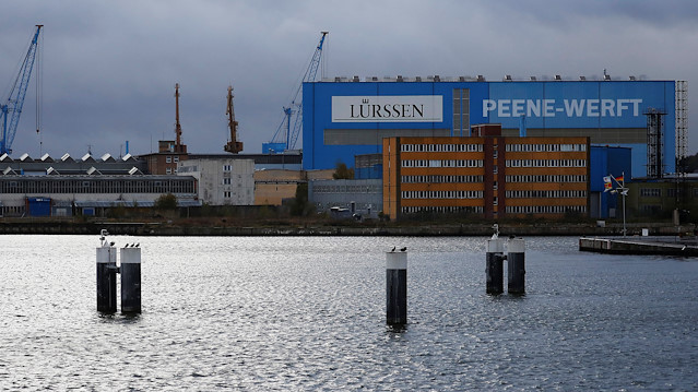 The Luerssen Peene shipyard is pictured in Wolgast, Germany, October 23, 2018. 