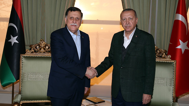Cumhurbaşkanı Erdoğan ile Libya Başkanlık Konseyi Başkanı Al-Sarraj'ın görüşmesi Vahdettin Köşkü'nde gerçekleşti.