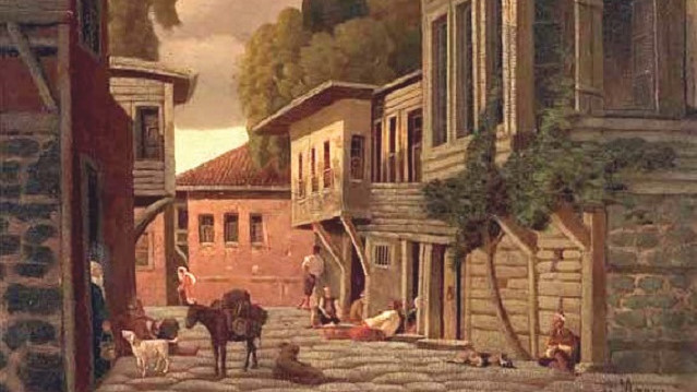 Eski İstanbul'u gösteren bir resim.