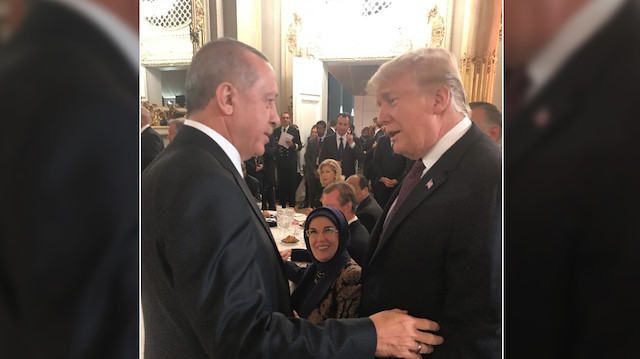 Cumhurbaşkanı Erdoğan ile ABD Başkanı Trump, Paris'teki yemekte bir süre sohbet etti