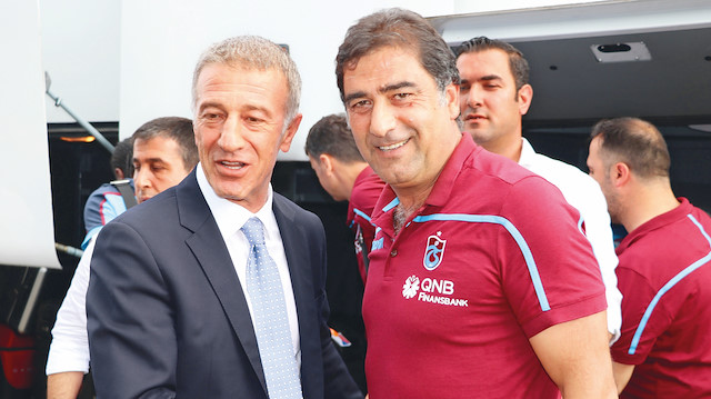 Trabzonspor Başkanı Ahmet Ağaoğlu, Teknik Direktör Ünal Karaman