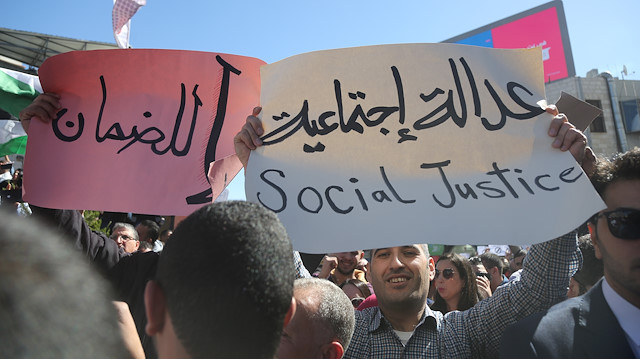 Protest against the new social security law in Ramallah

