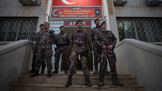 Afrin'de görev yapan Emniyet Genel Müdürlüğü Suriye Görev Gücü'ne bağlı özel harekat timleri. 